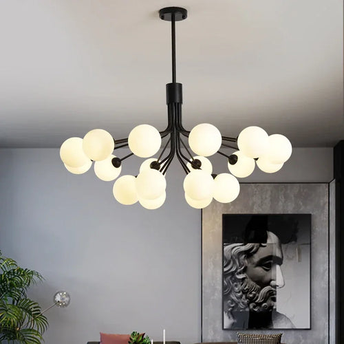 Modern glass bubble and flower decorative chandelier - vue 3 sur 12