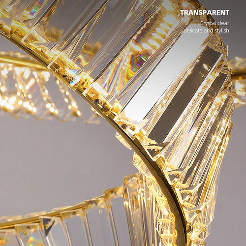 Crystal LED Chandelier for Living Room Kitchen Bedroom Ceiling Pendant Lamp, Gold Modern Remote Control Hanging Light - vue 3 sur 11