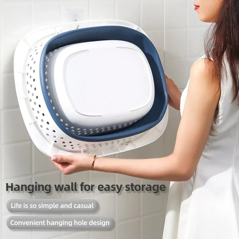 plastic foldable laundry basket for home storage - vue 4 sur 8
