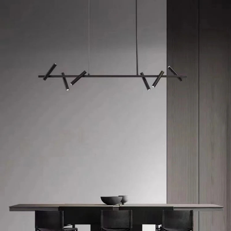 Minimalist rotatable LED chandelier with adjustable height
