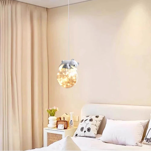 Modern cute bear and bunny chandelier for children - vue 4 sur 8