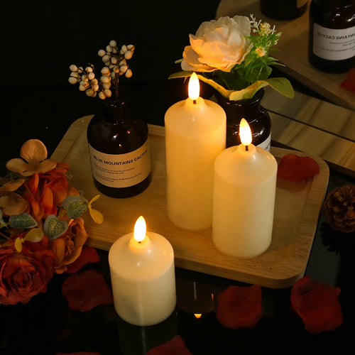 set of 3 flameless led candles with remote timer - vue 6 sur 7