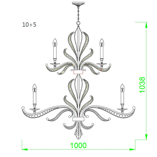 Luxury gold chandelier modern design decorative lamp candle effect - vue 12 sur 13