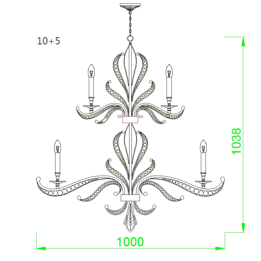 Luxury gold chandelier modern design decorative lamp candle effect - vue 12 sur 13