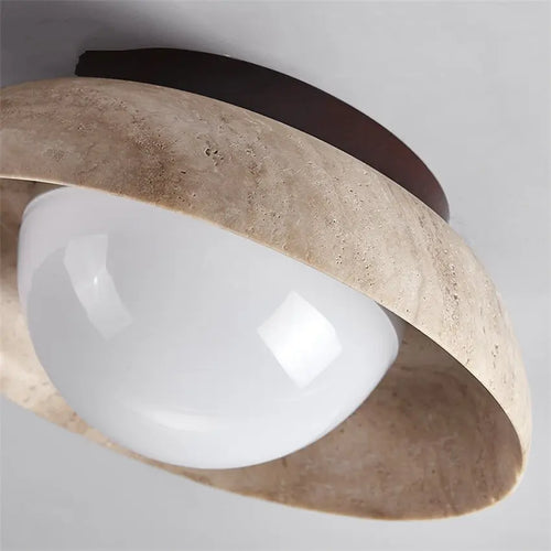 Nordic natural yellow travertine round ceiling lights - vue 4 sur 7