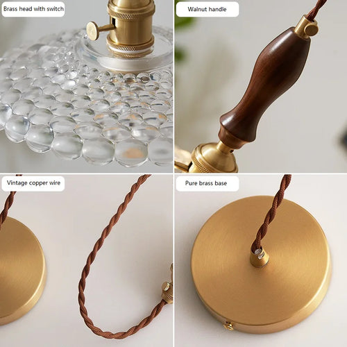 Nordic rustic glass pendant light with LED switch - vue 6 sur 15