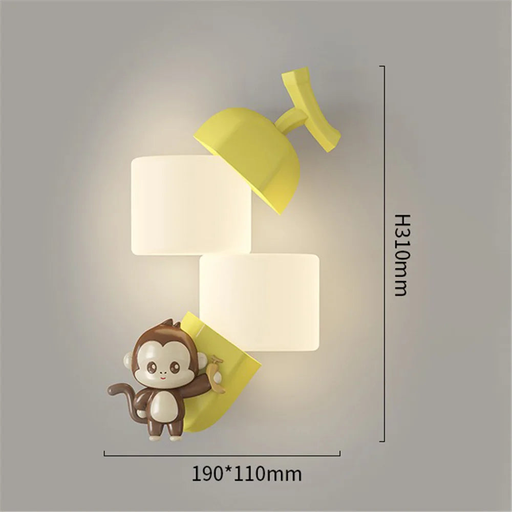 Children's monkey and panda LED wall light - vue 6 sur 7