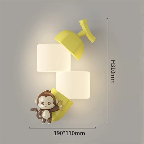 Children's monkey and panda LED wall light - vue 7 sur 7