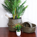 straw storage basket with foldable handle for gardening