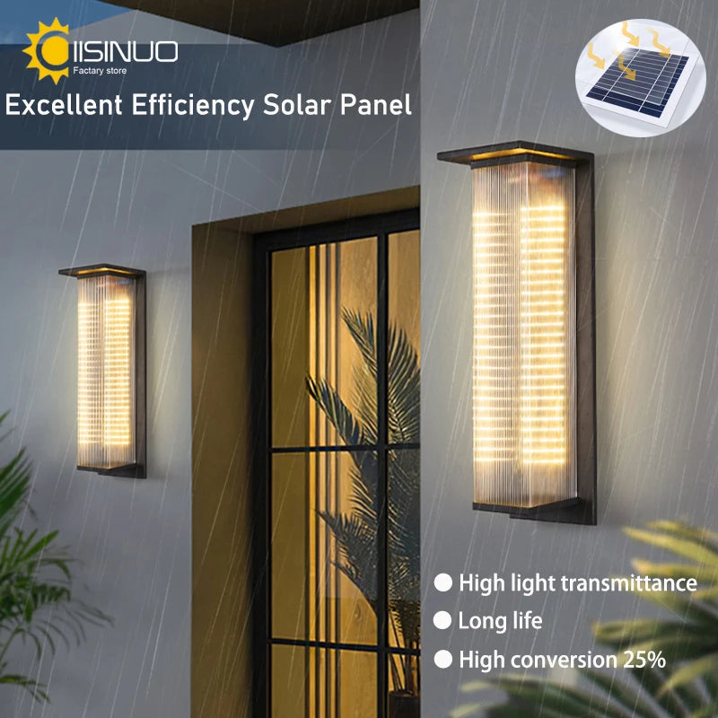 Waterproof solar wall light for outdoor night lighting