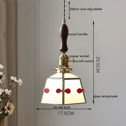 Nordic vintage handheld lamp with coloured glass and copper - vue 24 sur 29