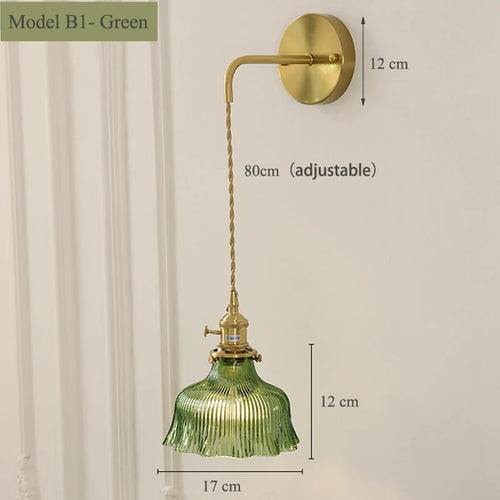Vintage glass wall light with brass socket - vue 15 sur 21