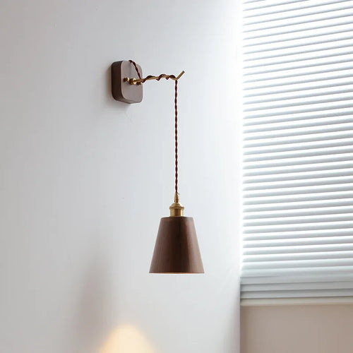 Modern nordic walnut wood LED wall light wabi-sabi - vue 4 sur 21