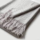 Jacquard wool throw with meander pattern, warm Chinese style