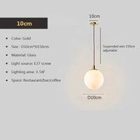 Modern minimalist brass pendant light with luminous orb