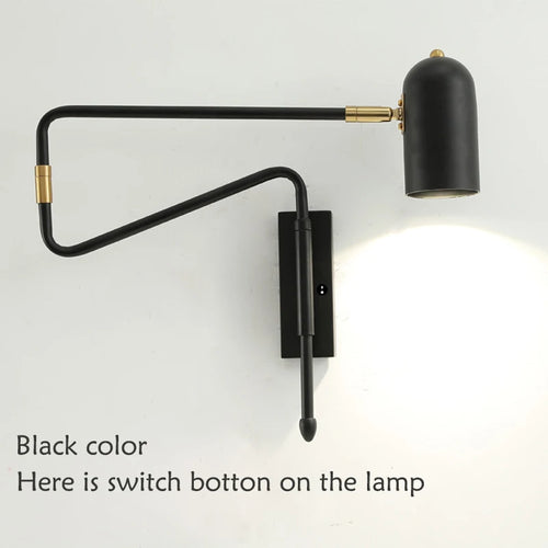 Industrial style adjustable wall light in black and gold - vue 8 sur 11