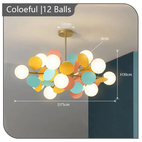 Children's chandelier with multicoloured flowers decorative pendant light - vue 14 sur 18