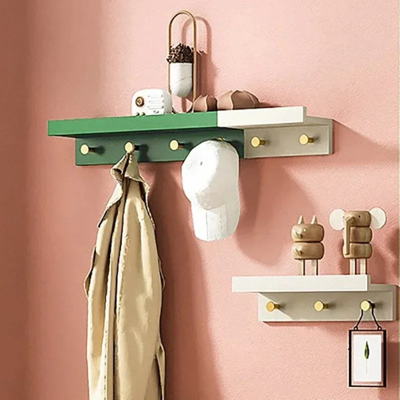 Wall-mounted wooden coat rack for creative and practical storage
