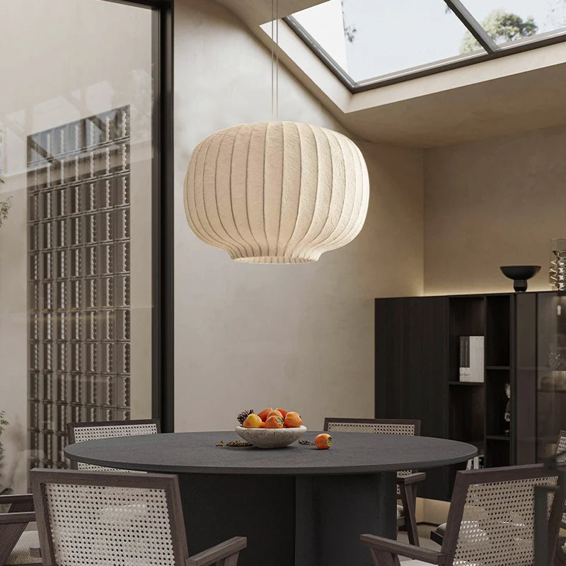 Nordic silk fabric pendant light for interior decor - vue 5 sur 9