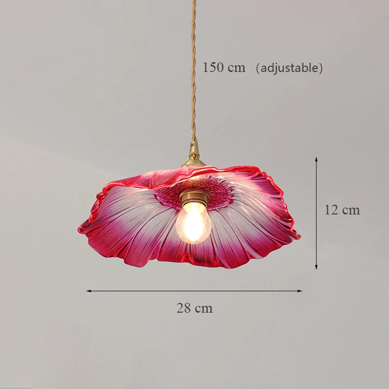 Modern Japanese sunflower glass pendant light decorative - vue 10 sur 12