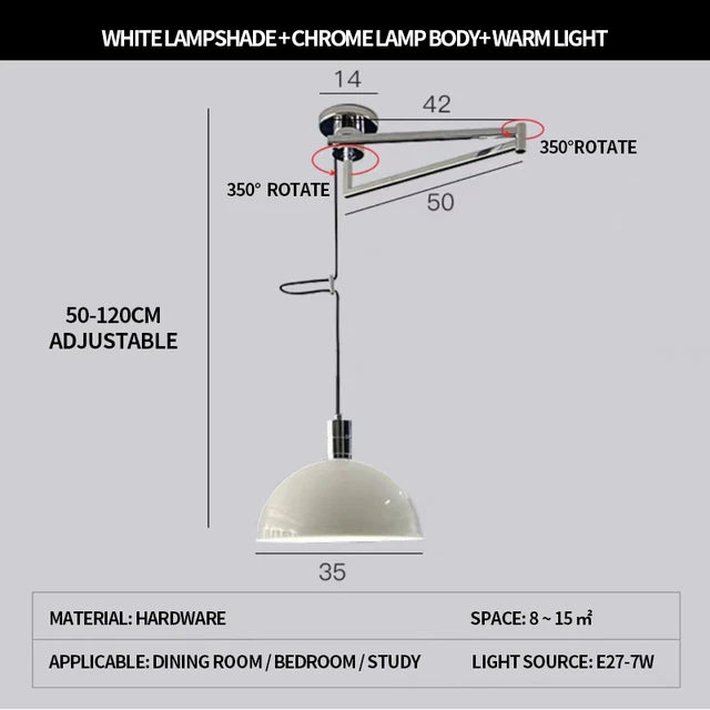 Modern foldable Nordic design telescopic chandelier for contemporary interiors