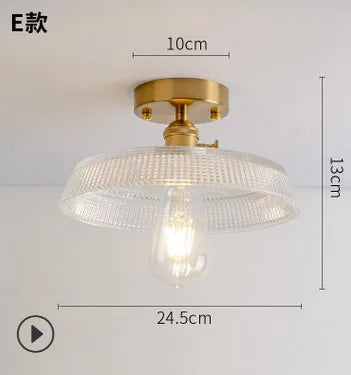 Modern Japanese retro carved glass ceiling light - vue 14 sur 18