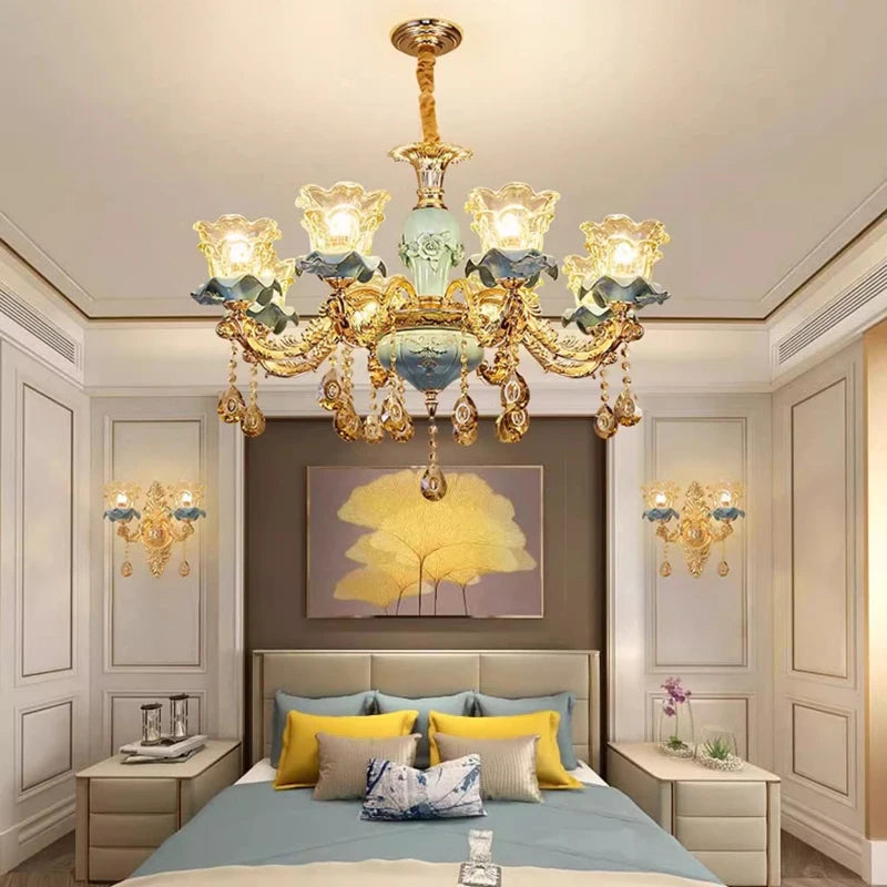 Retro ceramic chandelier in European style for indoor use - vue 4 sur 14