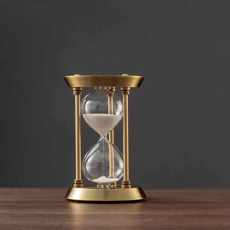 Retro metal and brass hourglass for decoration and timer