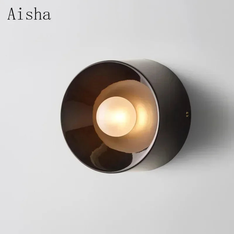 Round metal wall light for modern interior lighting
