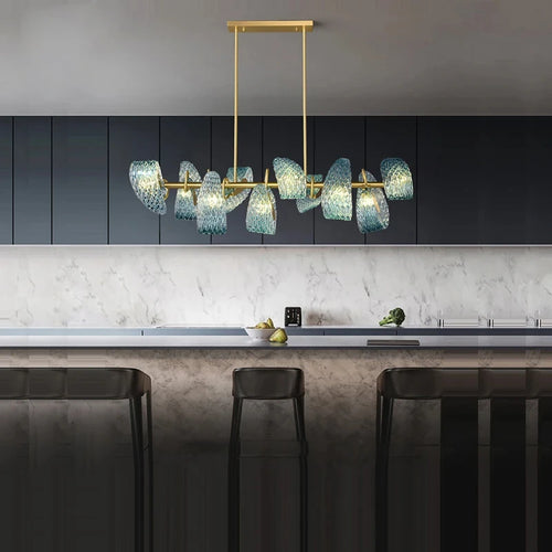 Modern blue glass pendant light for hallway, bar or bedroom - vue 5 sur 21