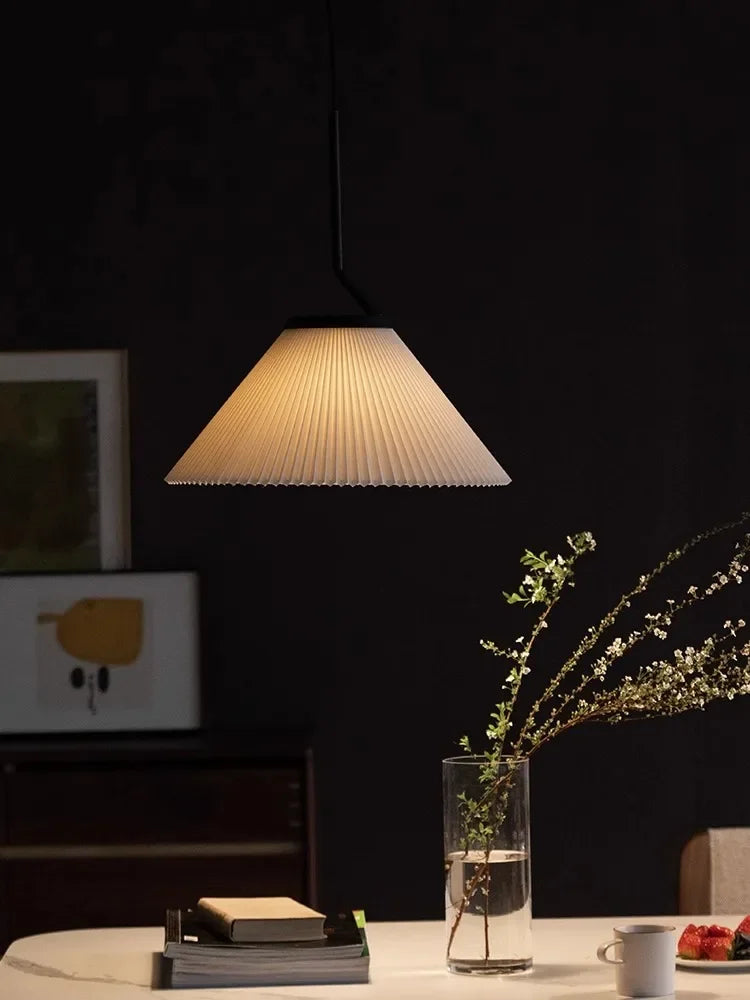 Nordic pleated cream LED pendant light for living room, kitchen, restaurant, loft, home decoration