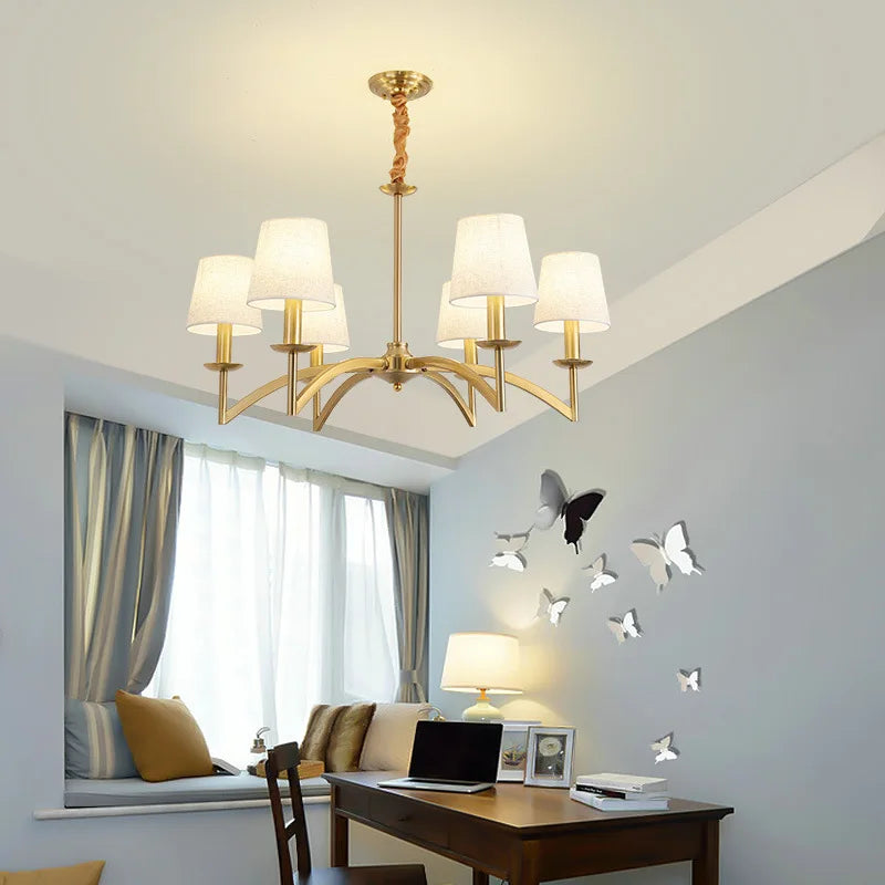 Retro American fabric LED pendant chandelier for kitchen decor - vue 4 sur 10