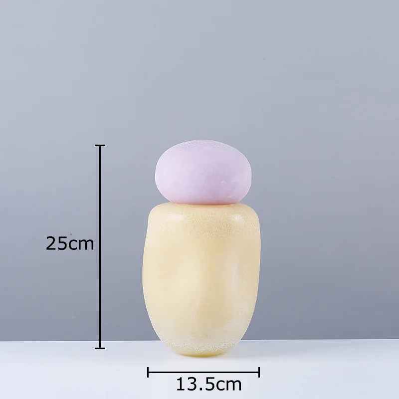 decorative glass vase with lid for artificial flowers