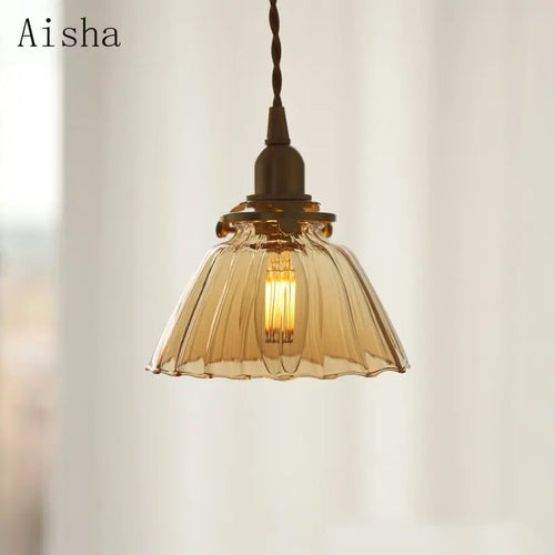 Retro glass and brass pendant light for creative interiors - vue 2 sur 10