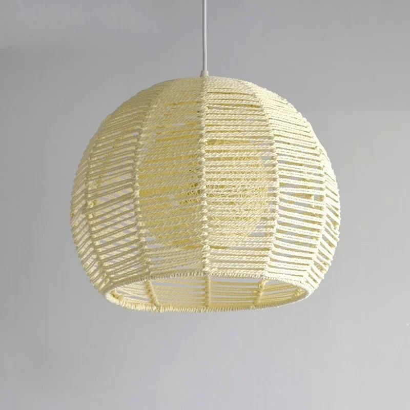 Modern Nordic LED pendant light in iron and hemp rope - vue 3 sur 14