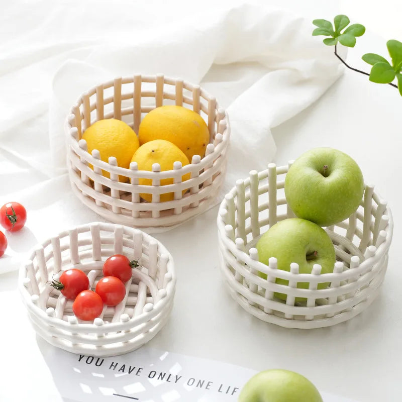 ceramic woven storage basket for decor and various uses