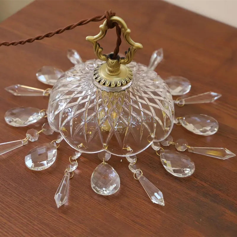 Nordic retro brass crystal and glass pendant chandelier - vue 5 sur 10