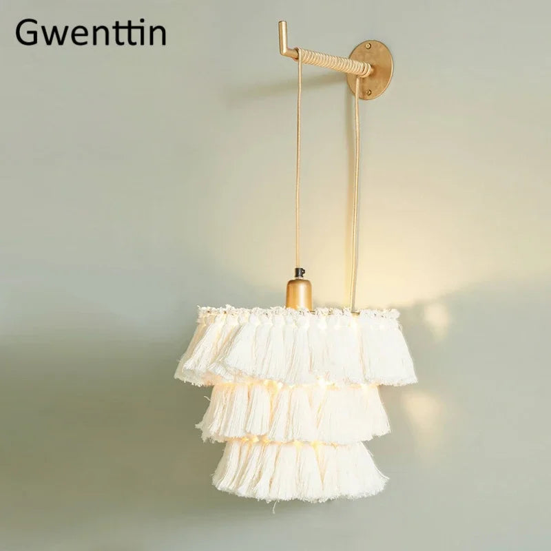 Modern luxury romantic silk thread wall light for interior decoration