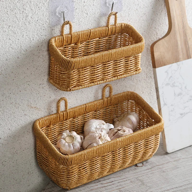 decorative woven wall basket for storage and flowers