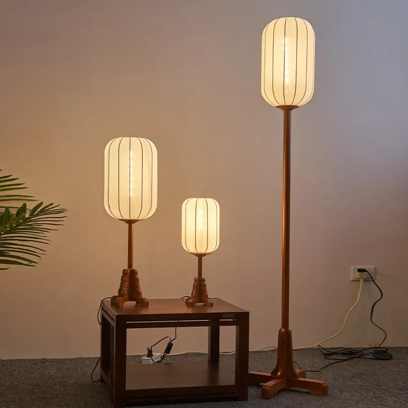 Vintage solid wood Chinese floor lamp indoor decorative lighting