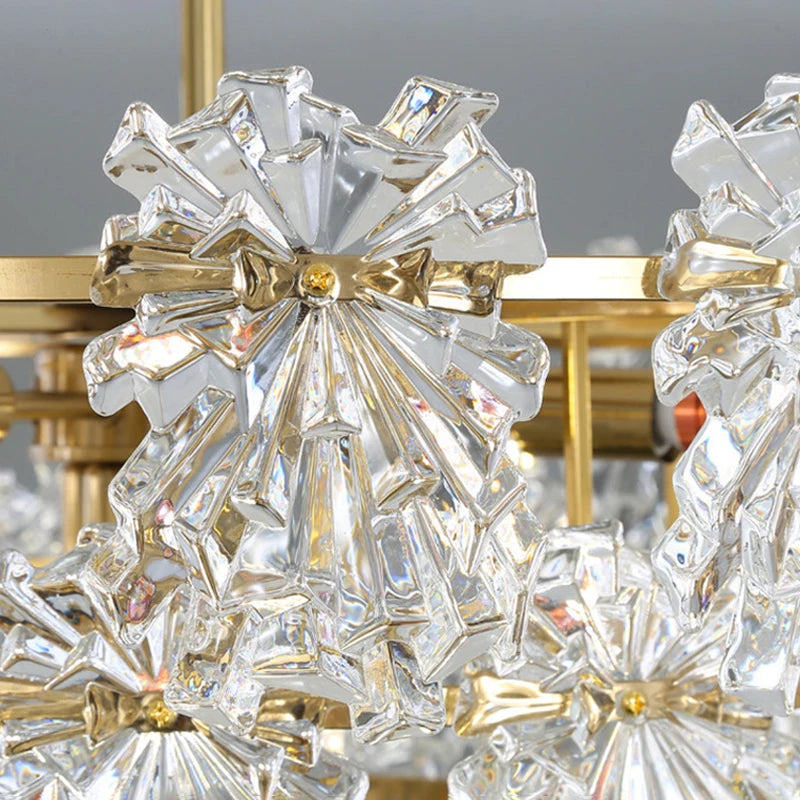 Modern crystal chandelier with floral design pendant light - vue 3 sur 9