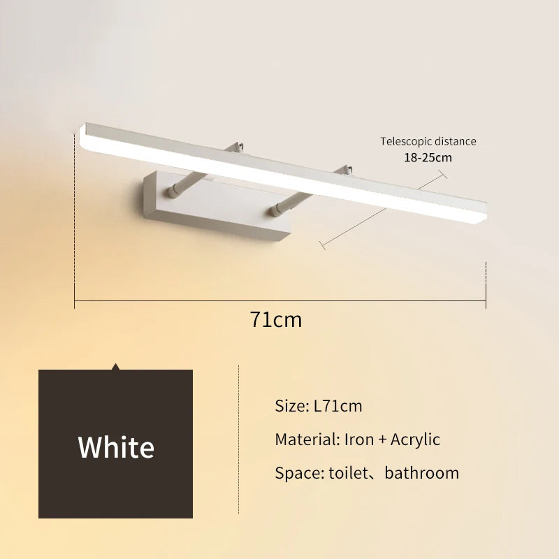 lampe de miroir led minimaliste moderne réglable et rétractable