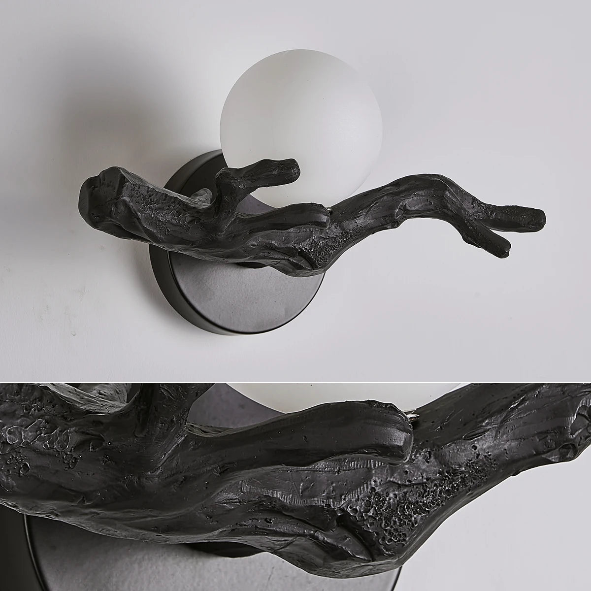 Vintage LED wall light in resin tree branch design - vue 6 sur 10