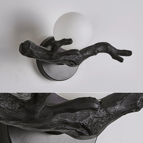 Vintage LED wall light in resin tree branch design - vue 7 sur 10