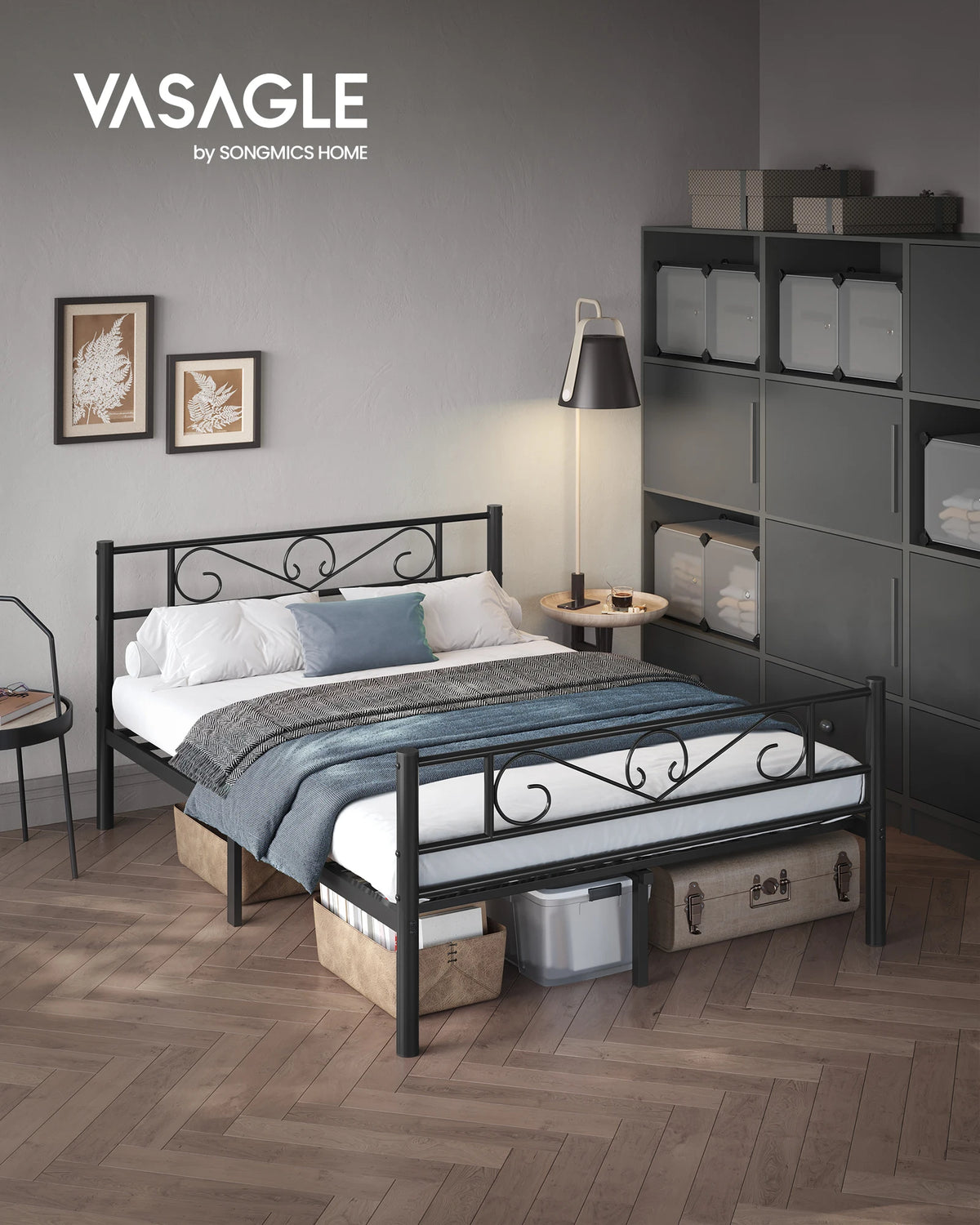 VASAGLE Single Bed Frame, Metal Bed Frame, Fits 90 x 190 cm Mattress, Easy Assembly, for Small Spaces, Guest Room
