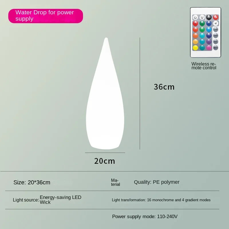 Waterproof solar garden floor lamp with water drop shape - vue 8 sur 14