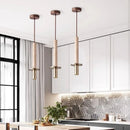 Cylindrical marble and gold metal pendant light for modern interiors