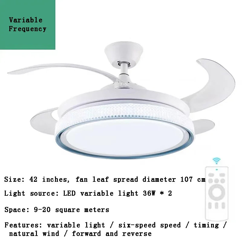 plafonnier led intelligent à pales rétractables design moderne - vue 12 sur 19