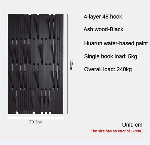 wooden wall coat rack for clothes and keys - vue 16 sur 18