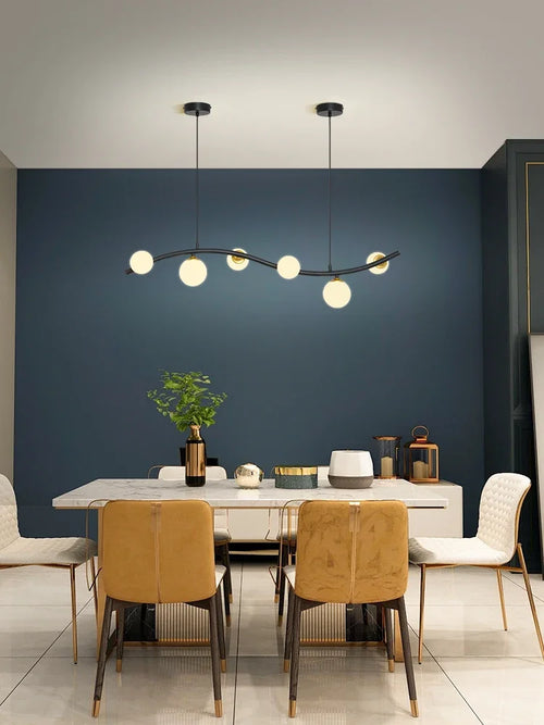 Modern nordic black glass chandelier for restaurant and bar - vue 3 sur 10